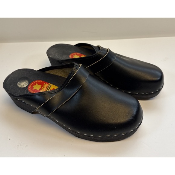 Simone Rocha Shoes - Simone Orthopaedic Clogs EU 39 / US 8-8.5 Black Leather Wooden Mules - Holland